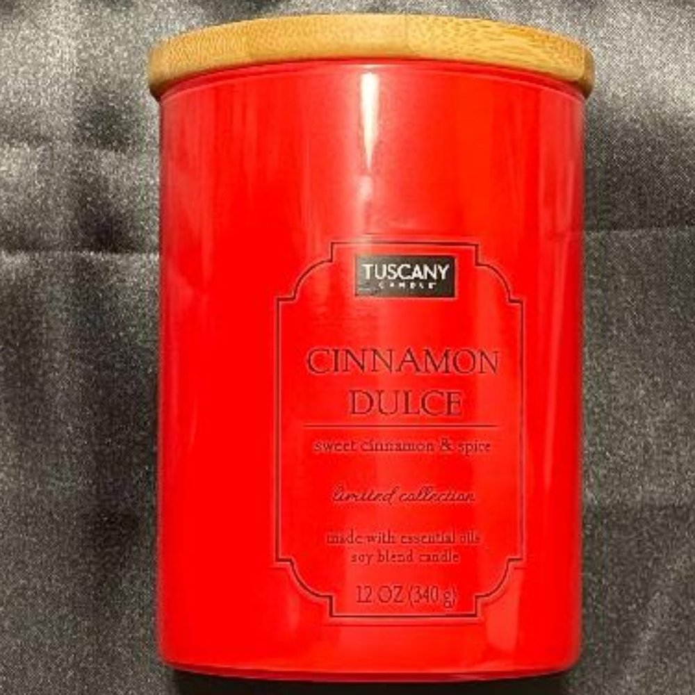 NEW TUSCANY CANDLE LIMITED COLLECTION ~ CINNAMON DULCE ESSENTIAL OILS SOY CANDLE